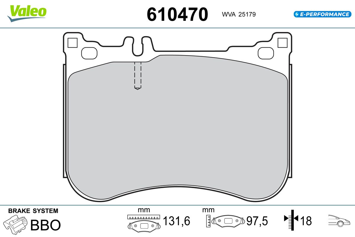 Image de Kit de plaquettes de frein, frein à disque - VALEO - 610470